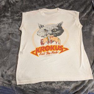 Vintage T Shirt Krokus Eat The Rich 1983 Tour Shirt Small